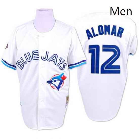 Mens Mitchell and Ness Toronto Blue Jays 12 Roberto Alomar Authentic White 1993 Throwback MLB Jersey